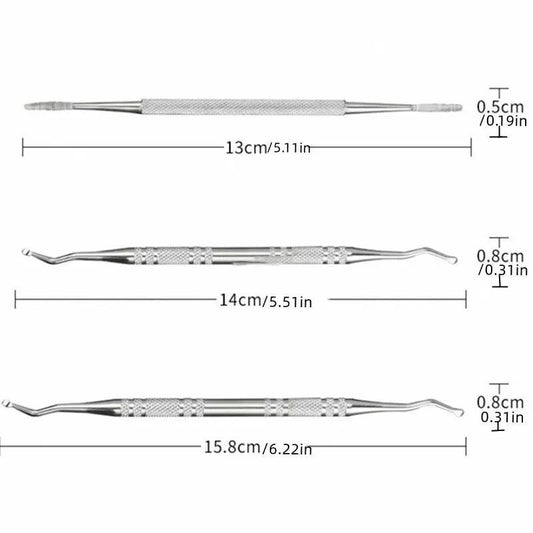 Professional Dual-ended Ingrown Toenail Lifter & Cleaner, 3pcs Stainless Steel Nail Trimmer Double Head Nail Scraper Nail Clippers Toe Fixer Pedicure Nail Tool Set, Nail Art Tool