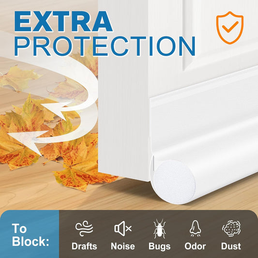 Under Door Draft Stoppers 36 Inch Door Draft Blocker Draft Stoppers for Bottom of Doors Seal Gap, Door Seal Strips Sweeps, White
