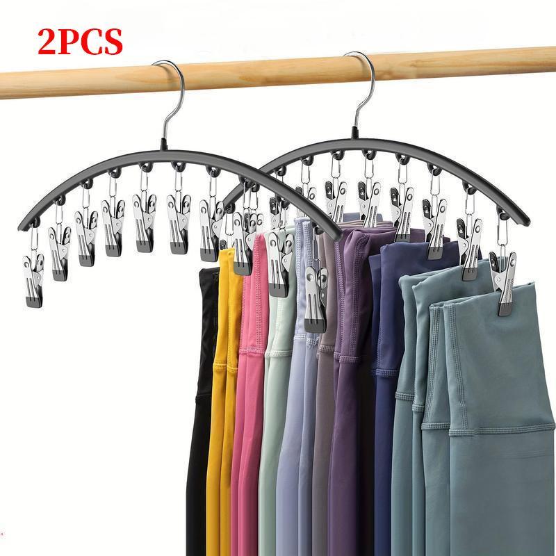 Yoga Pants Hanger, 1/2/4 Counts Space Saving Organizer Storage Hanger with 10 Clips, Durable Clothes Organizing Hanger, Clothes Organizer for Home Bedroom Closet, Hanging Organizing