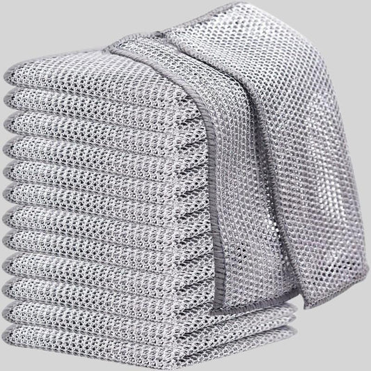 Dishwashing Cloth (12pcs), Multipurpose Wire Dishwashing Rags, Kitchen Gadgets Premium Scrubbing Wire Cleaning Cloths, Cleaning Supplies, Non-scratch Wire Dishcloth for Kitchen, Boyfriend Gift