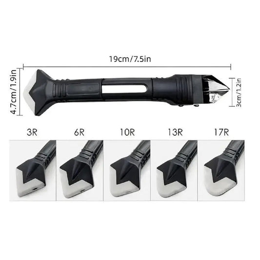 5-in-1 Silicone Caulking Tool Kit with 5 Replaceable Pads - Professional Finish