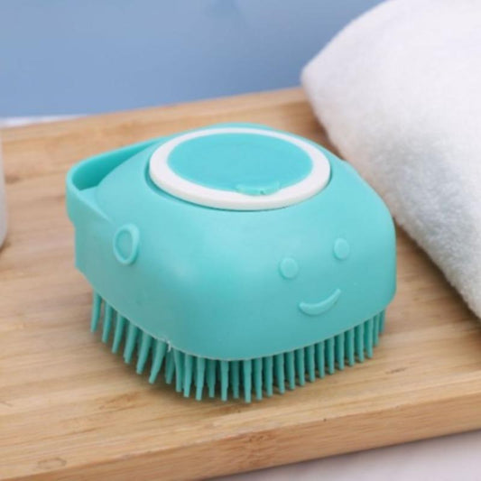 Pet Bath Brush, Silicone Pet Bath Massage Brush, Shampoo Dispenser Shower Brush for Dogs & Cats, Bath Accessories, Dog Stuff
