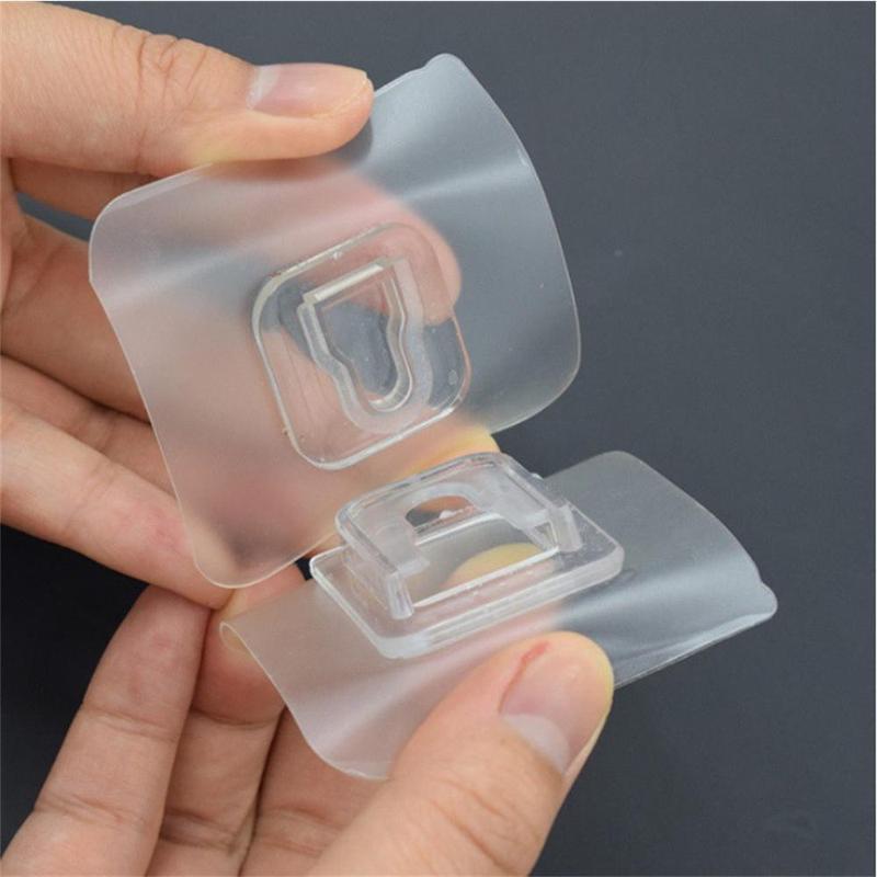 10 Pairs Double Sided Adhesive Wall Hooks, Minimalist Buckle Self Adhesive Hooks, Punch-free Storage Hooks Organiser 10Pcs Plastic Installation