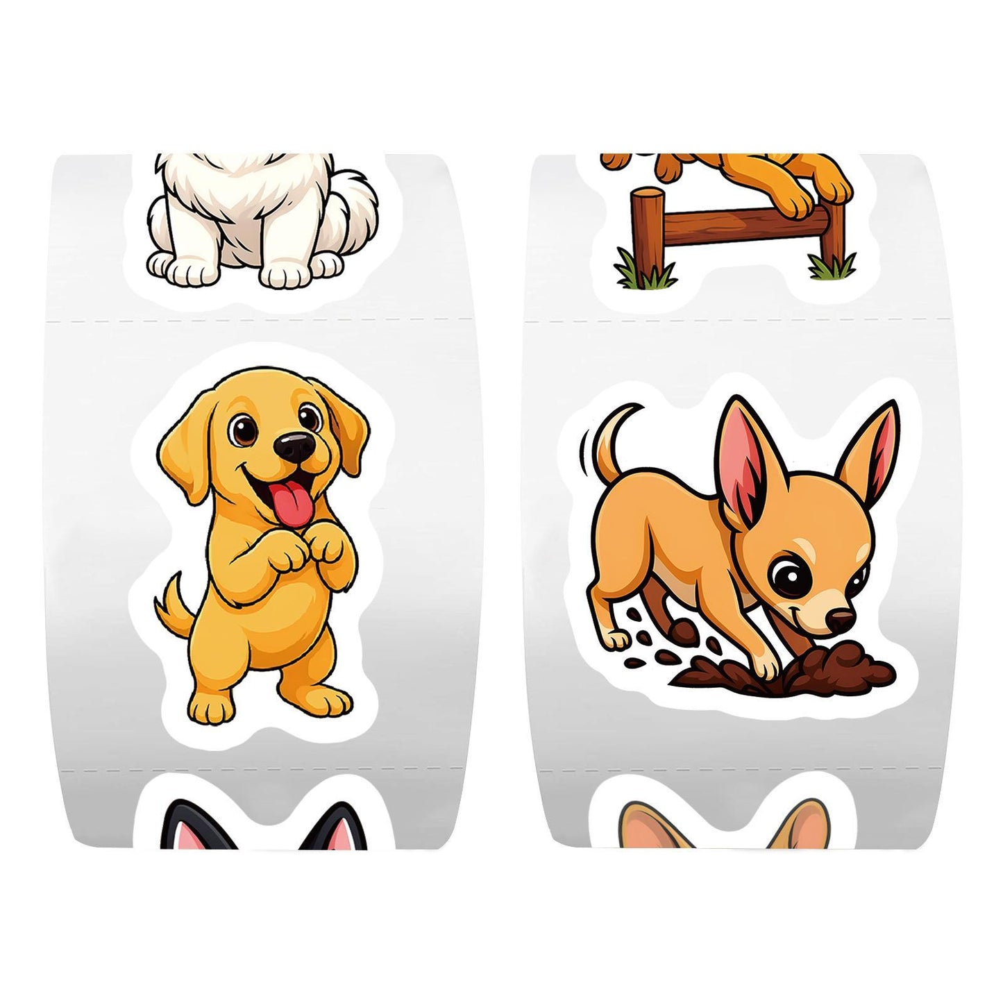 Christmas Gift Label Sticker, Dog Sticker Thank You Graffiti Roll Sticker 3.8cm/1.5in , Holiday Decoration Supplies for DIY Gift and Gift Wrapping