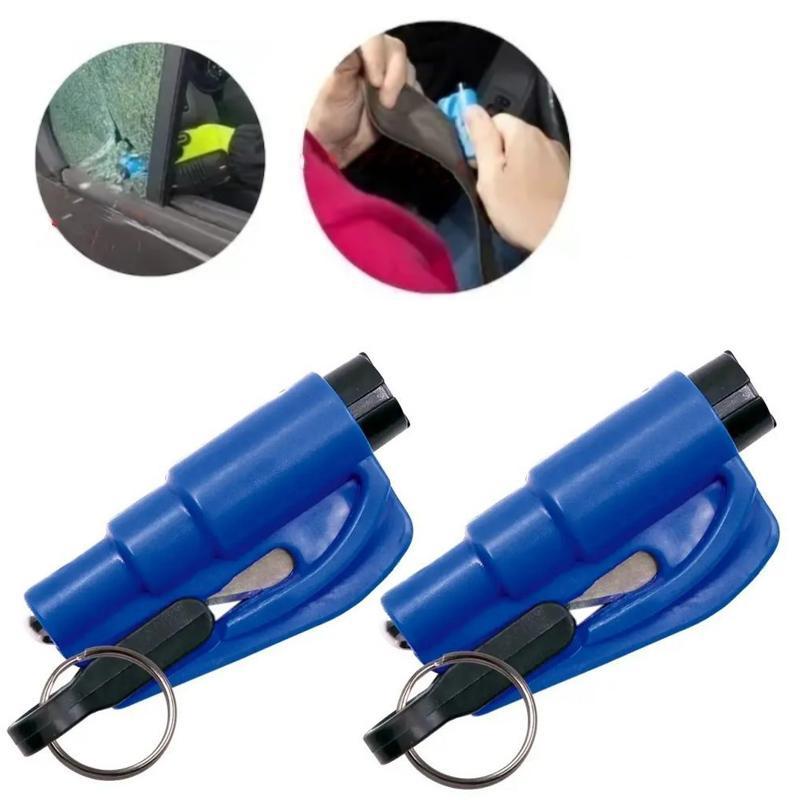 2pcs Free-Window Breaker Seatbelt Cutter,3-in-1 Mini Glass Breaker, Car Escape Tool for Land and Underwater,Keychain Car Emergency Tool