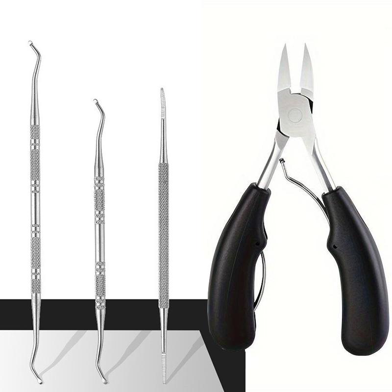 Professional Dual-ended Ingrown Toenail Lifter & Cleaner, 3pcs Stainless Steel Nail Trimmer Double Head Nail Scraper Nail Clippers Toe Fixer Pedicure Nail Tool Set, Nail Art Tool