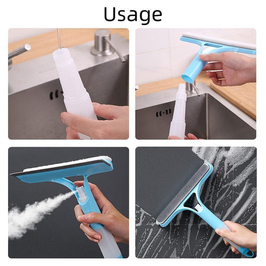 3 in 1 Window Cleaning Scraper with Spray Bottle - Multi-Functional Squeegee & Glass Scraper for Easy Home Decor Cleaning Tasks