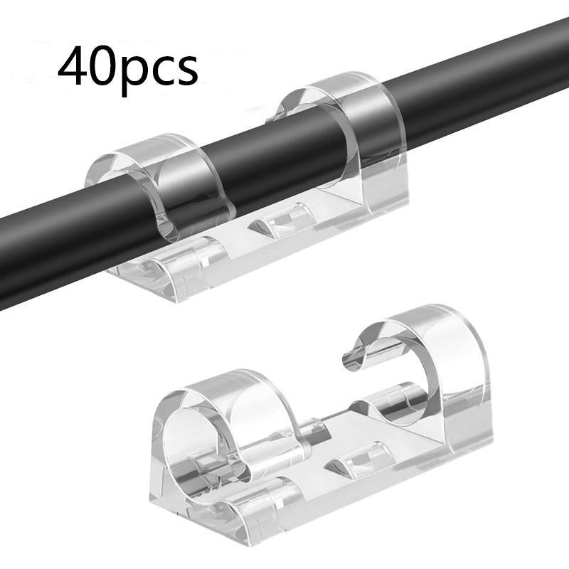 Self Adhesive Cable Tidy Wire Clips, 20pcs/40pcs Wall Cable Clips, Transparent Finisher Wire Clamp for Wall Desk Car Home Office Outdoor, Desktop Accessory, Desk Organizer Tidy