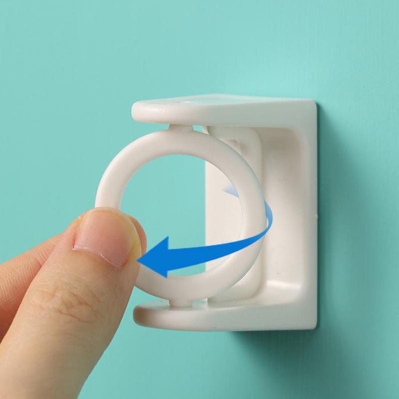 360° Rotatable Retractable Pole Fixator, 4 Counts Non-drilling Strong Adhesive Hooks, Towel Rod Shower Curtain Rod Brackets for Home Bathroom Kitchen Office