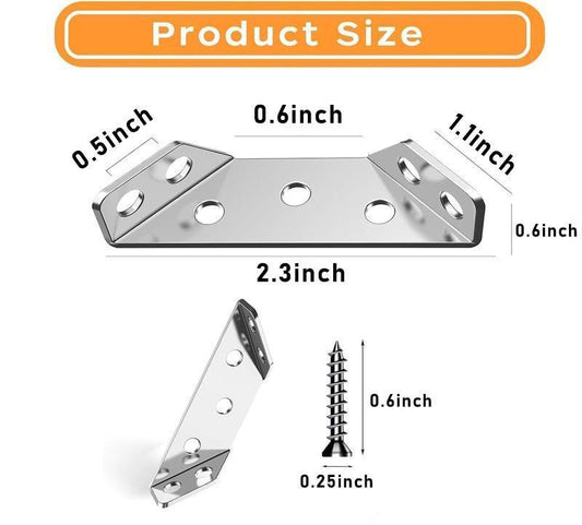 Heavy-Duty Stainless Steel L-Shaped Corner Brackets - 90° Right Angle Support