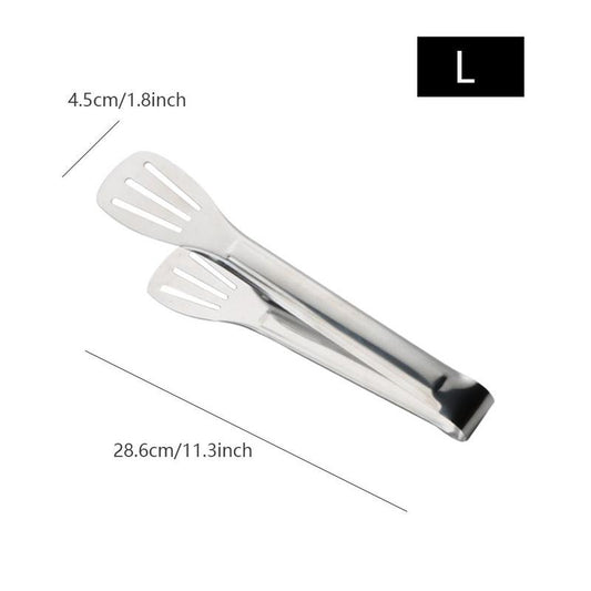Stainless Steel Food Tongs, 1 Count Multipurpose Bread Barbecue Tongs, Durable Kitchen Utensils for Cooking & Frying & Grilling