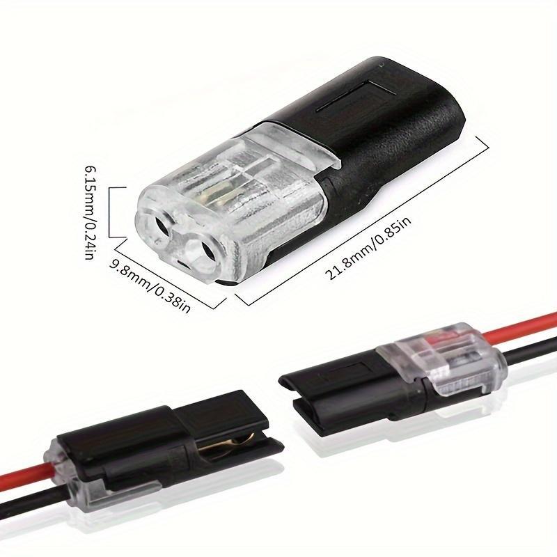 Quick Connect Wire Connectors 2 Pin Tool-Free Solderless Electrical Terminal Blocks for 18-22 AWG – Secure, Reusable & Reliable Splice for Automotive, Lighting & Home Wiring
