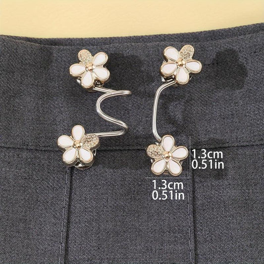 Flower Design Pant Waist Tightener, Detachable Fashion Waist Buttons Pins, No Sewing Waistband Tightener for Indoor & Outdoor