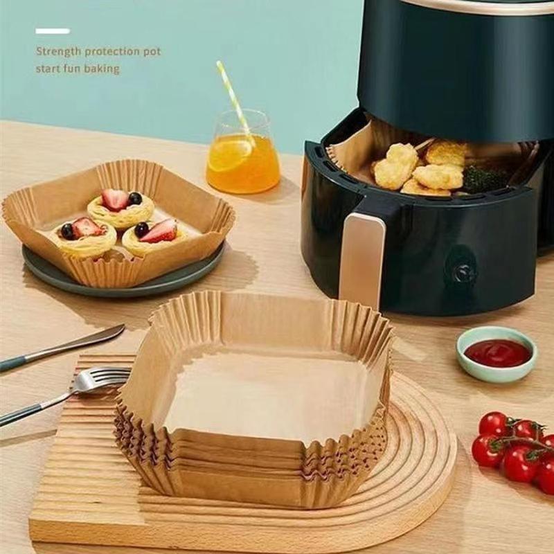 Disposable Air Fryer Paper Liner, 50pcs/set Round Non-stick Oil-proof Air Fryer Parchment Paper for Baking Roasting