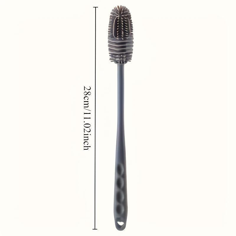 1pc FlexiClean Multi-Purpose Silicone Cleaning Brush with Long Handle - Manual Non-Electric Plastic Scrubber for Kitchen, Bathroom, Living Room - Cup, Bottle, and Clothes Cleaner