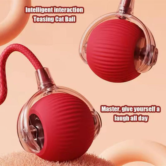 Durable Interactive Cat Toys for Indoor Cats, Dog Toys Ball, Rolling Pet Ball, Smart Automatic Cat Chase Balls Toy, Interactive Dog Toys Speedy Tail,Kitten & Cat Toys Interactive (Red)
