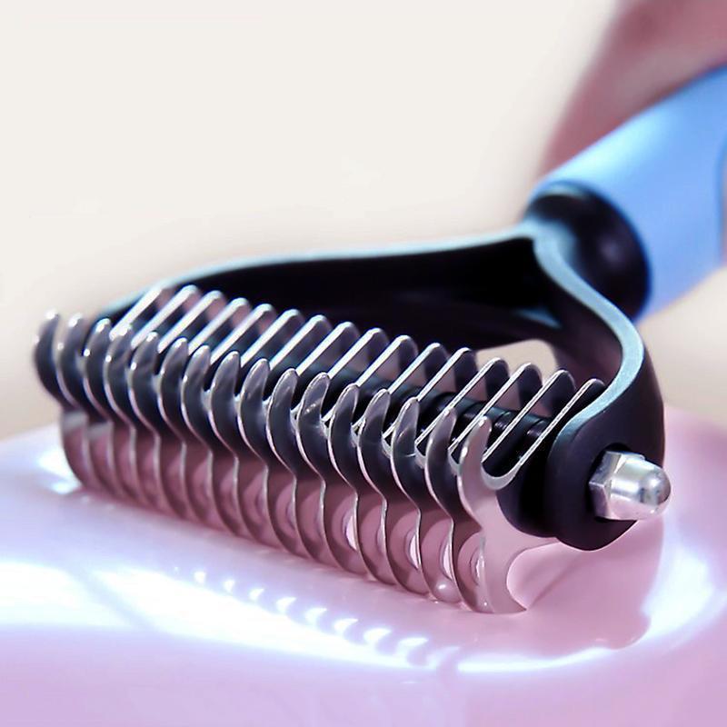Pet Hair Removal Comb for Dogs Cats Dematting Deshedding Brush with Metal Teeth Pet Grooming Tools for Knot Cutter Pet Hair Removal Comb for Dogs Cats Dematting Deshedding Brush Pets Fur Knot Cutter Pet Grooming Tools