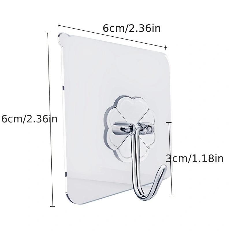 Wall Mounted Hooks, 10pcs Punch-free Adhesive Hooks, Transparent Reusable Seamless Hooks, Waterproof & Oilproof Hooks for Bathroom, Kitchen, Closet, Wardrobe, Home Organizer, Hanger Stand, Interior Organizing