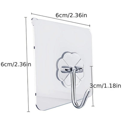 Wall Mounted Hooks, 10pcs Punch-free Adhesive Hooks, Transparent Reusable Seamless Hooks, Waterproof & Oilproof Hooks for Bathroom, Kitchen, Closet, Wardrobe, Home Organizer, Hanger Stand, Interior Organizing