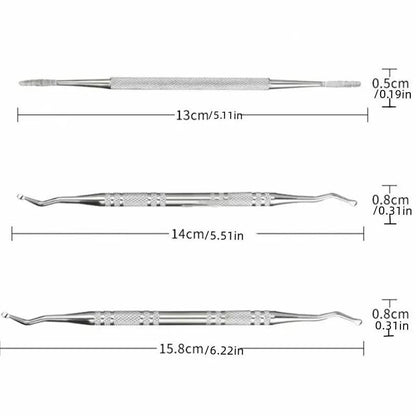 Professional Dual-ended Ingrown Toenail Lifter & Cleaner, 3pcs Stainless Steel Nail Trimmer Double Head Nail Scraper Nail Clippers Toe Fixer Pedicure Nail Tool Set, Nail Art Tool