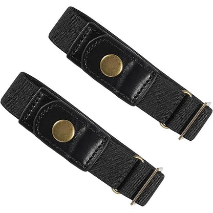 2 Pcs No Buckle Belt Women & Men, Invisible Stretch Side Belts Without Buckles, Comfortable Adjustable No Buckle Stretch Belt for Women, Lady, Men Jeans Pants