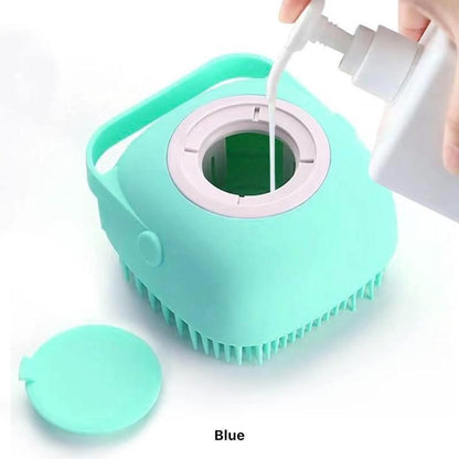 Pet Bath Brush, Silicone Pet Bath Massage Brush, Shampoo Dispenser Shower Brush for Dogs & Cats, Bath Accessories, Dog Stuff