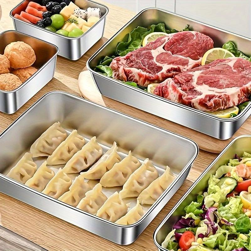 3-Piece Stainless Steel Food Storage Containers with Plastic Lids, Reusable Kitchen Food Containers