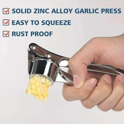 Stainless Steel Garlic Press, Manual Garlic Press with Handle, Kitchen Accessories, Durable Ginger Press for Kitchen, Household Essentials