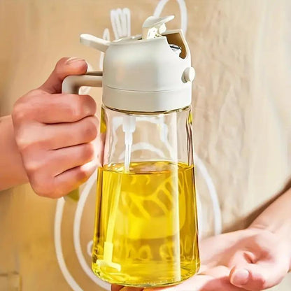 Glass Oil Sprayer for Cooking - BPA Free 2 in 1 Olive Oil Dispenser, Food-Grade Kitchen Oil Mister for Air Fryer, Salad, BBQ, Frying - Non-Drip, Easy-to-Use Atomization Bottle