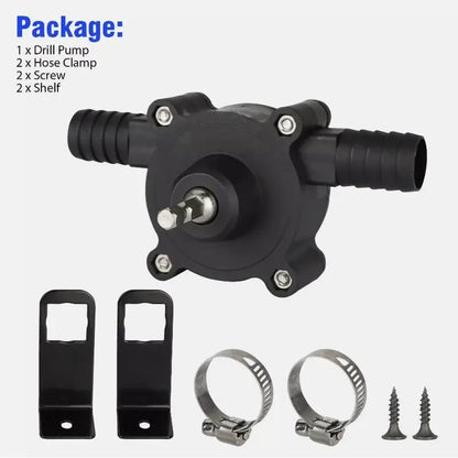 High-Flow Electric Manual Drill Pump for Water Gasoline Oil Diesels Fluid Transfer Pump Mini Hand Self-Priming Quick Pumping Speed,Non-Electric Pump with Quick Flow Rate & Hose Connectors for Home, Garage & Outdoor Use Hydropump