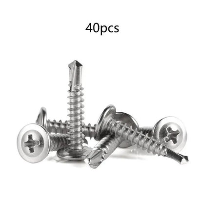 Self-Tapping Screw -410 Stainless Steel Phillips Truss Head Self-drilling Tek Screw, 20pcs/set Self Tapping Screws Sheet Metal Screws for Spring, Multifunctional Stainless Steel Phillips Self-Drilling Screw, Hardware, Industrial