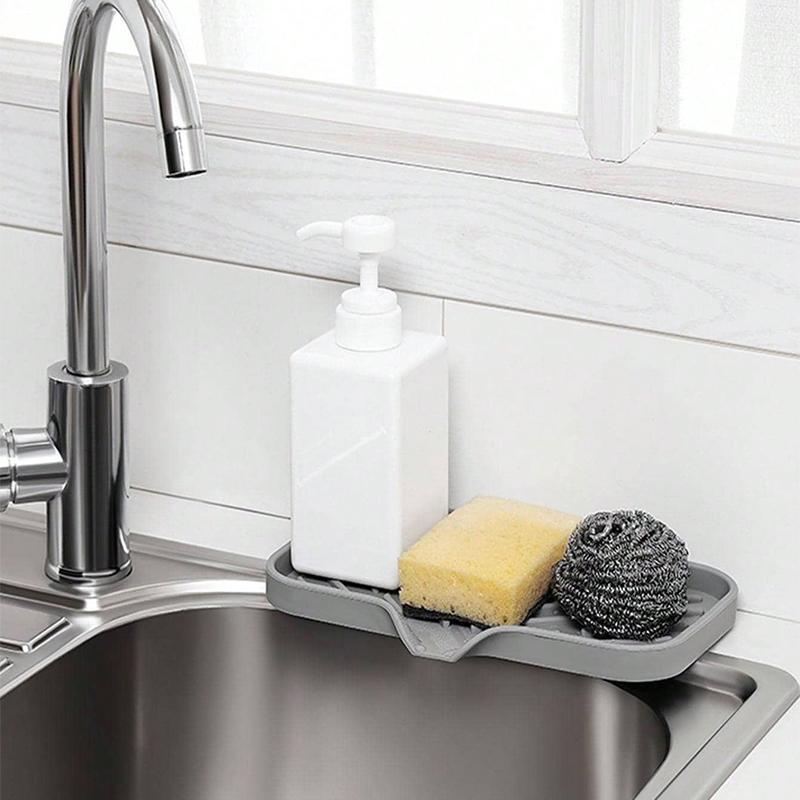 Non-slip Silicone Sink Drain Mat, 1 Count Kitchen Sink Soap Drying Mat, Self-draining Sponge Holder, Kitchen Accessories