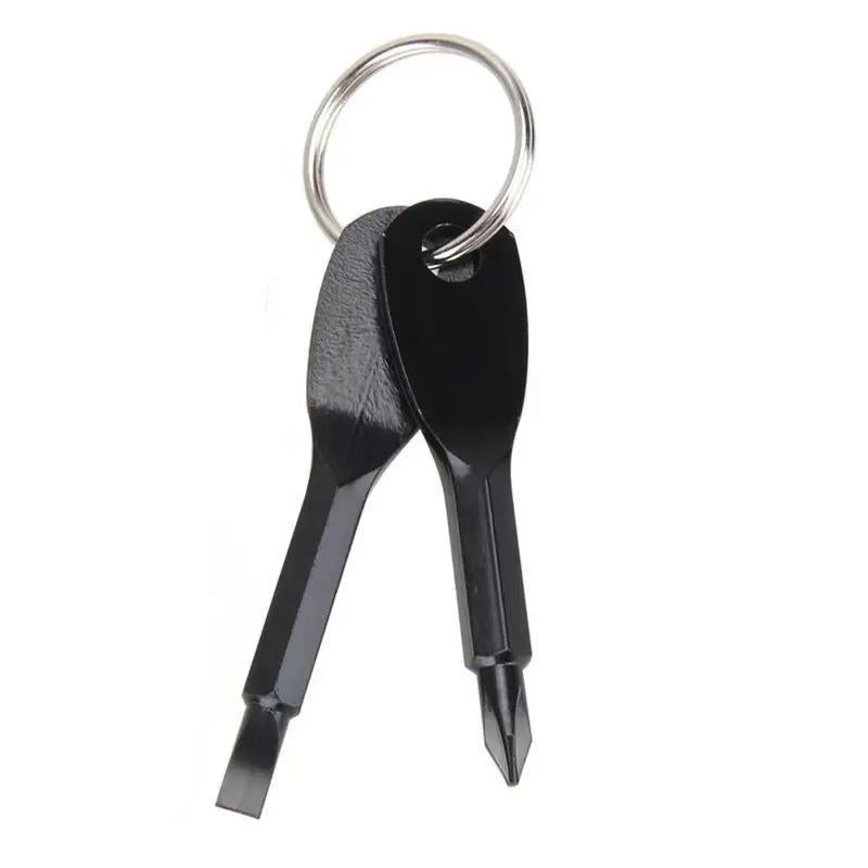2 in 1 Keychain Screwdriver Set, 1 Set Mini Pocket Phillips and Flat Head Screwdriver with Key Ring, Outdoor Survival Emergency Handy Tool