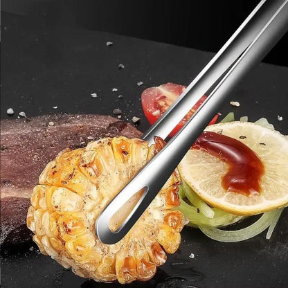 Stainless Steel Barbecue Tongs, Handheld Grill Food Tongs, Multifunctional Barbecue Utensils for Home Kitchen & Outdoor Camping