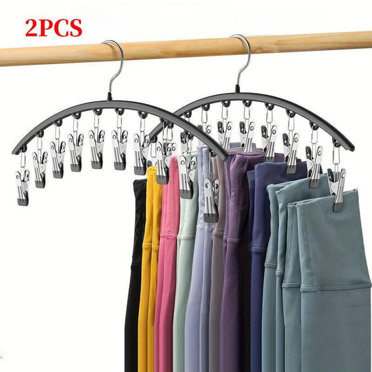 Yoga Pants Hanger, 1/2/4 Counts Space Saving Organizer Storage Hanger with 10 Clips, Durable Clothes Organizing Hanger, Clothes Organizer for Home Bedroom Closet, Hanging Organizing