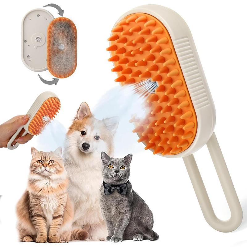 Cat Steam Brush, 3-in-1 Cat Steam Brush Cleaner, Silicone Massage Combing Brush, Pet Hair Clean Brush Comb, Suitable for Cats and Dogs