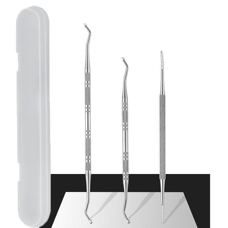 Professional Dual-ended Ingrown Toenail Lifter & Cleaner, 3pcs Stainless Steel Nail Trimmer Double Head Nail Scraper Nail Clippers Toe Fixer Pedicure Nail Tool Set, Nail Art Tool