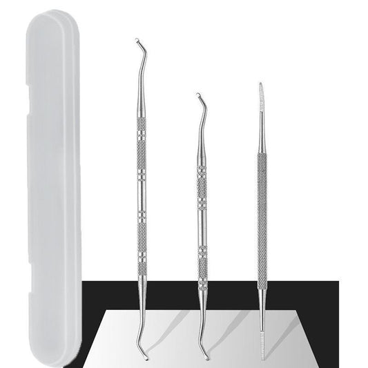 Professional Dual-ended Ingrown Toenail Lifter & Cleaner, 3pcs Stainless Steel Nail Trimmer Double Head Nail Scraper Nail Clippers Toe Fixer Pedicure Nail Tool Set, Nail Art Tool