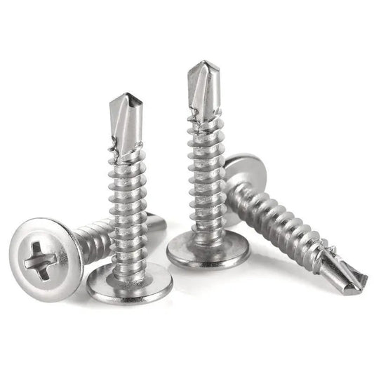 Self-Tapping Screw -410 Stainless Steel Phillips Truss Head Self-drilling Tek Screw, 20pcs/set Self Tapping Screws Sheet Metal Screws for Spring, Multifunctional Stainless Steel Phillips Self-Drilling Screw, Hardware, Industrial