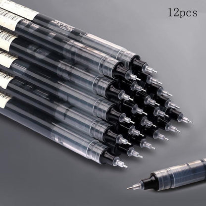 0.5mm Black Ink Gel Pen, Quick Dry Gel Pen, 12pcs Straight Liquid Neutral Pen Markers, Students Writing Stationery for School Office, Exam Supplies Stationery, School Supplies