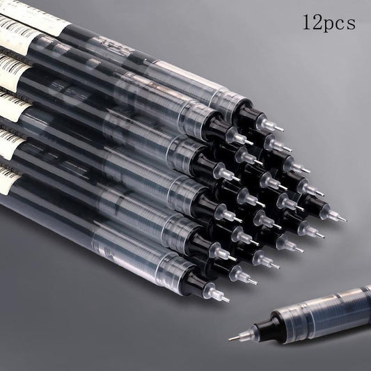 0.5mm Black Ink Gel Pen, Quick Dry Gel Pen, 12pcs Straight Liquid Neutral Pen Markers, Students Writing Stationery for School Office, Exam Supplies Stationery, School Supplies