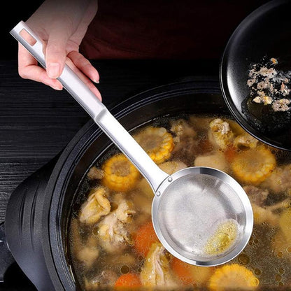 Filter Scoop Stainless Steel Fat Skimmer Spoon Fine Mesh Strainer Food Strainer With Handle Kitchen Oil Heavy-Duty