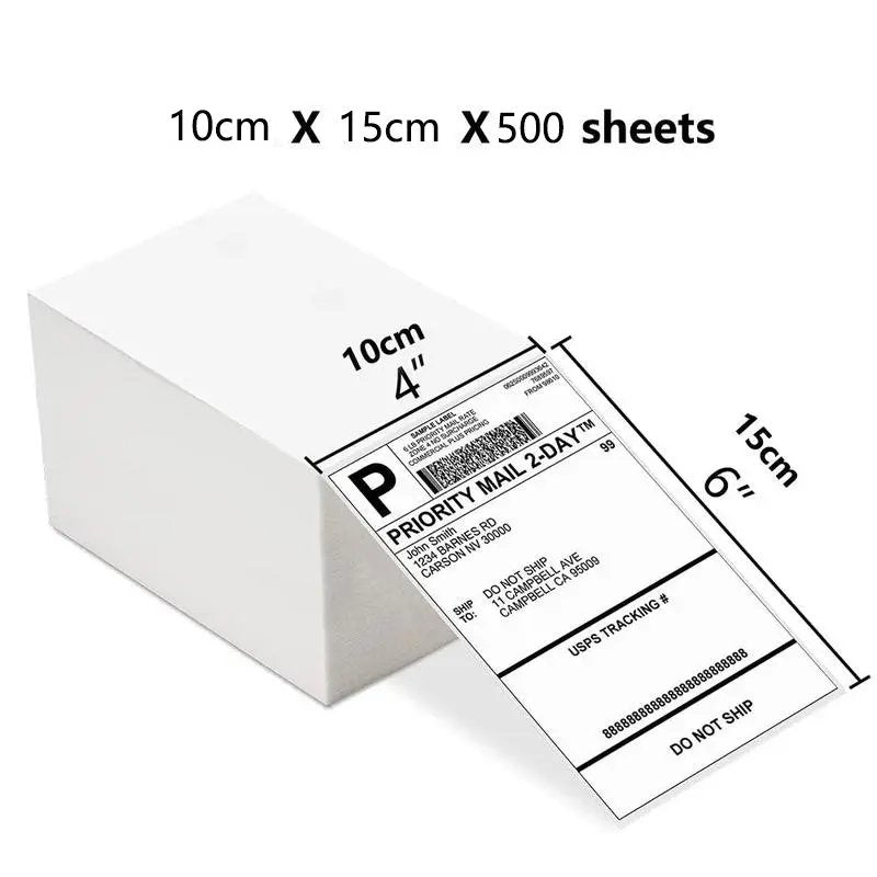 10x15cm Blank Thermal Label Paper, 500pcs/roll Self Adhesive Shipping Label, Blank Shipping & Stamps Roll for Logistic Label Printer