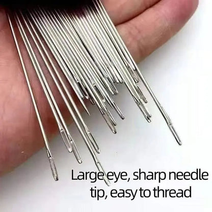37PCS Big Eye Steel Needles Set - Long & Thin Handmade Quilting & Sewing Needles Kit for DIY Sewing Projects