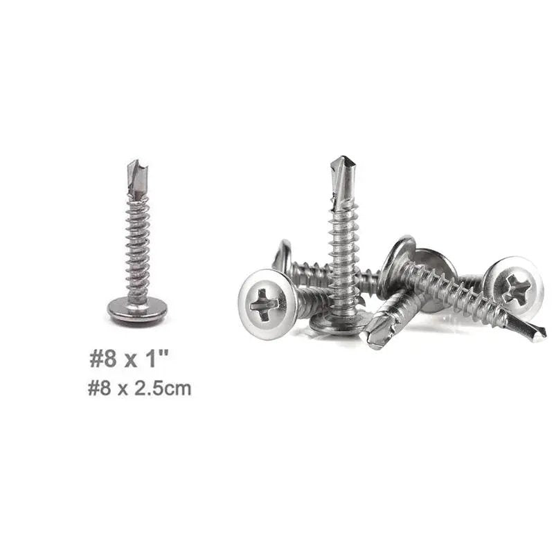 Self-Tapping Screw -410 Stainless Steel Phillips Truss Head Self-drilling Tek Screw, 20pcs/set Self Tapping Screws Sheet Metal Screws for Spring, Multifunctional Stainless Steel Phillips Self-Drilling Screw, Hardware, Industrial