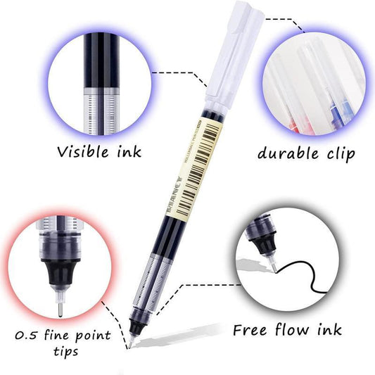 0.5mm Black Ink Gel Pen, Quick Dry Gel Pen, 12pcs Straight Liquid Neutral Pen Markers, Students Writing Stationery for School Office, Exam Supplies Stationery, School Supplies