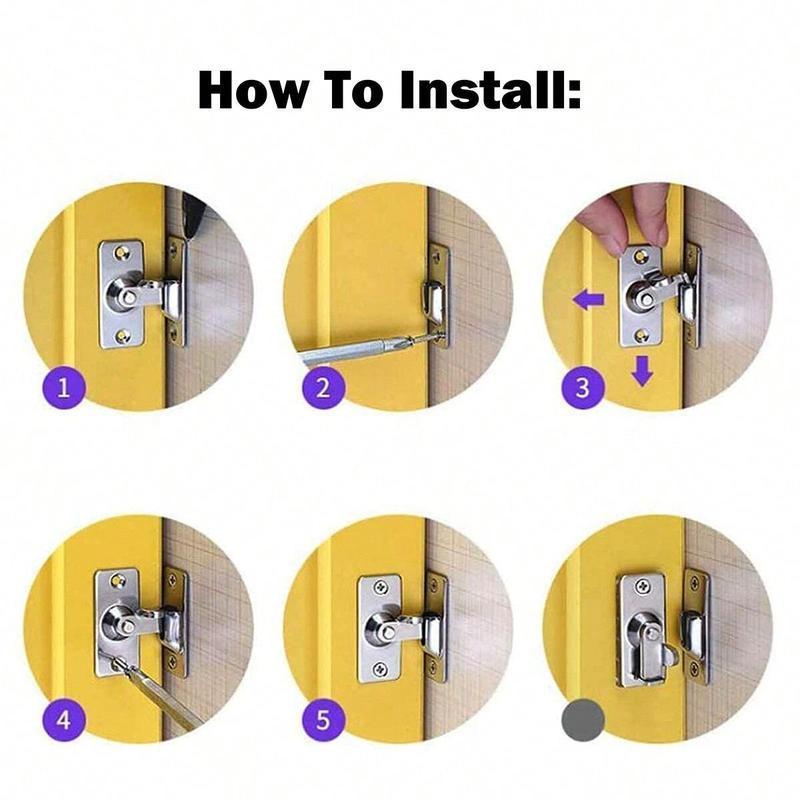Stainless Steel Door Lock, 90 Degree Door Lock, Door Security Lock, Door Lock Latches for Home, Office, Hotel, Apartment