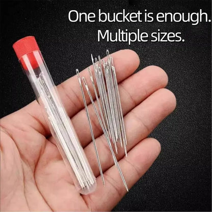 37PCS Big Eye Steel Needles Set - Long & Thin Handmade Quilting & Sewing Needles Kit for DIY Sewing Projects