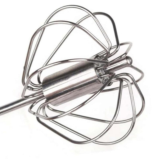 Stainless Steel Egg Beater 1 Count Semi-Automatic Rotating Egg Whisk for Baking Kitchen Accessories Utensils