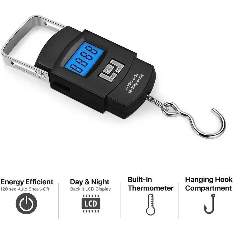 Digital Fish Scale Hanging Scale, Stainless Steel Hook Scale, Professional Fishing Accessories for Freshwater Fish, Saltwater Fish, Camping